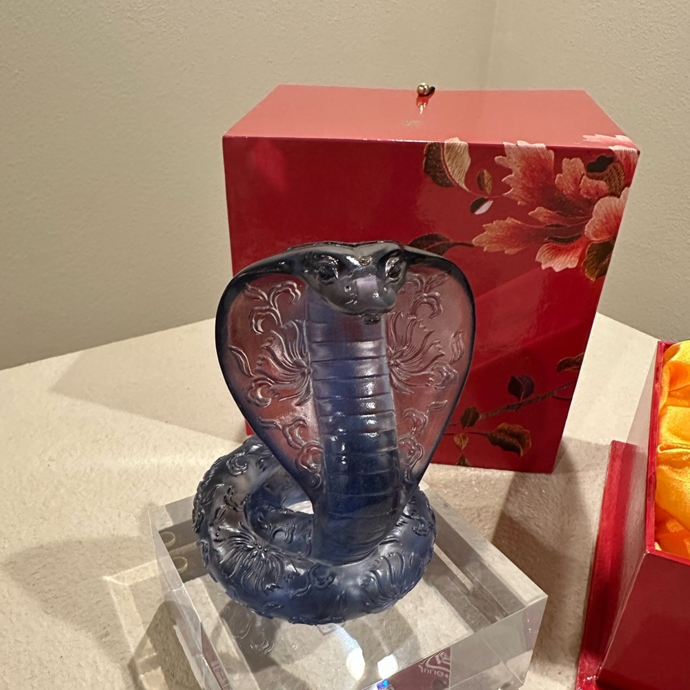 LIULI Crystal, Cobra Snake Sculpture | Royal Purple NIB